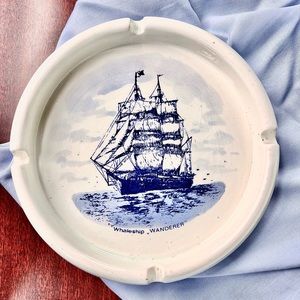 Vintage hand painted Delfts Blue 6” ashtray